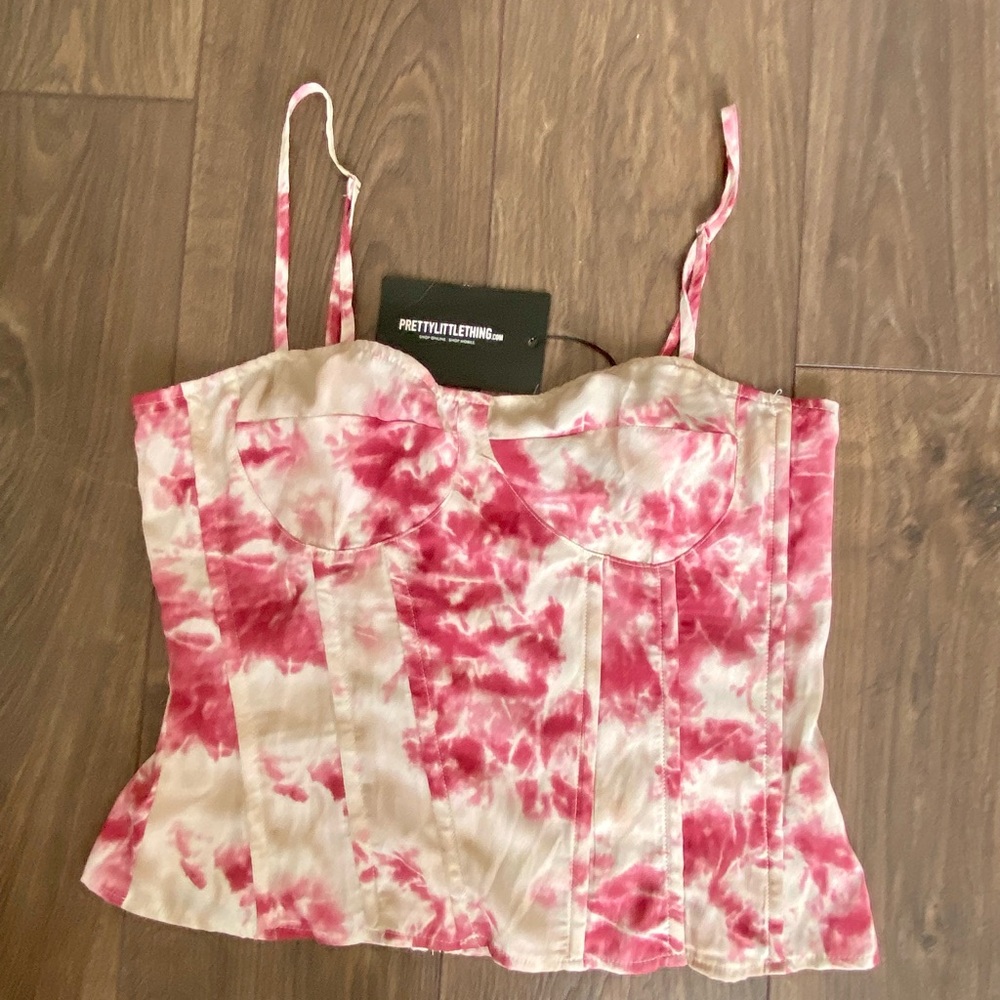 PrettyLittleThing Fuchsia and Cream Tie-Dye Camisole - Picture 9 of 9